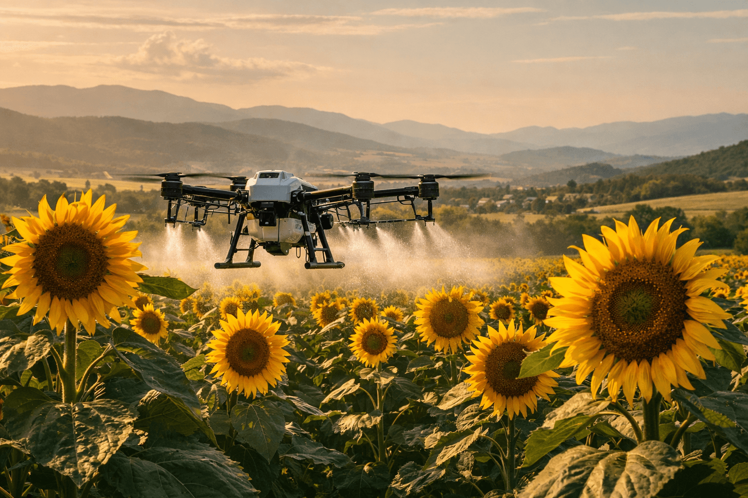 Sunflower Spraying with Drone – Precision Field Treatment